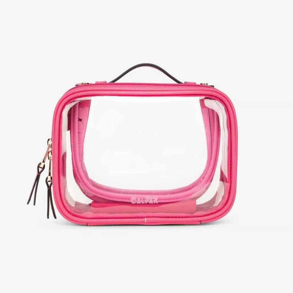 CALPAK Small Clear Cosmetics Case- Dragonfruit